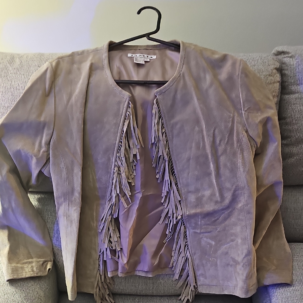 Ami Tan Leather Jacket Classic Style